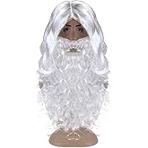 Utavu Santa Wig and Beard Set Christmas Wig Fancy Dress Costume White