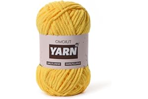 OMOIUT Plush Chenille Chunky Crochet Yarn - Baby Yarn for Crocheting Soft - Velvet Yarns Knitting for Blankets Crafts - Fluffy Amigurumi Yarns 50g / 65.6yd (Golden Yellow)