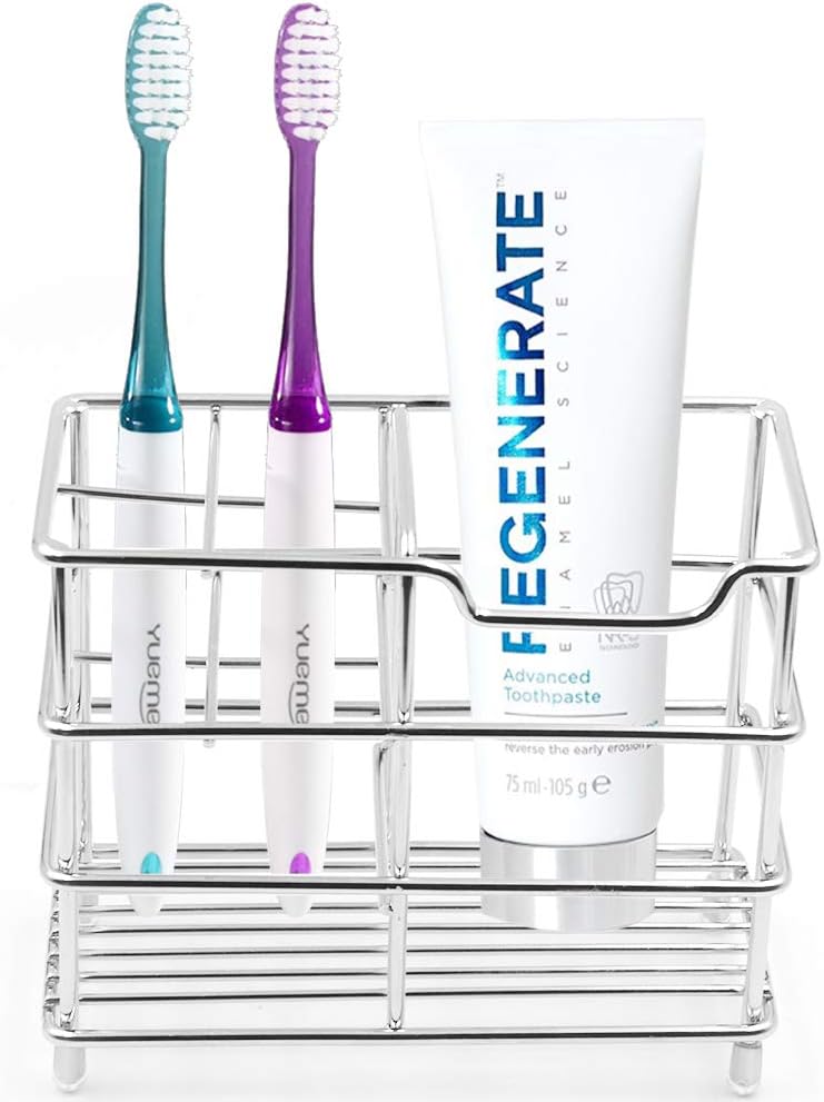 Uigos Toothbrush Holder for Bathroom , Stainless Steel Tooth Brush Holders with Multifunctional 5 Slots for Electric Toothpaste Holder: Kitchen & Dining