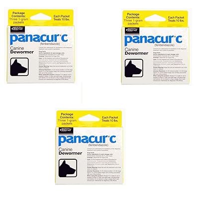 Panacur C Canine Dewormer Dogs 1 Gram Each Packet Treats 10 lbs 3 Packets for Small Dogs