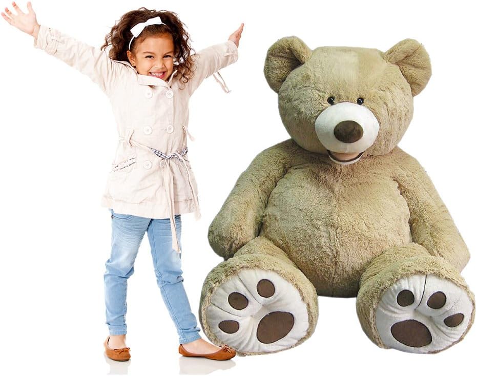 Extra Large Teddy Bear. The “HugFun” Plush Sitting Teddy Bear is a Massive 53 inches (134cm) from Head to Paw. This Giant XXL Kids Teddybear has Beautiful Soft Light Brown Fur, Quality Construction and is the Perfect Soft Toy Companion for Children (+3yrs) or Bear Lovers of any age.
