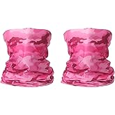 HARFINGTON 2pcs Summer Cooling Neck Gaiter Sun Protection Face Mask Fishing Neck Gaiter Unisex Sunscreen Breathable Bandana for Fishing Outdoor Sports, Camo Pink