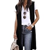 ZXZY Long Vest for Women Sleeveless Knit Cardigan Open Front Draped Sweater Duster Casual Lightweight Outwear Vests