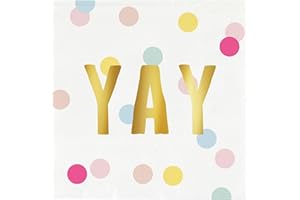 Slant Party Supplies Cocktail Napkins - 20-Count Disposable Birthday Napkin Set, 5" x 5", Gold Yay