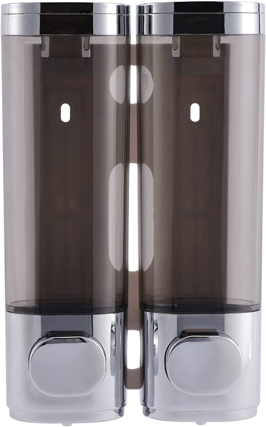 Wall Mounted Soap Dispenser, 600ml Bathroom Soap Dispenser Wall Mounted Shampoo Dispenser, Hand Soap Dispenser, Shampoo Shower Gel Dispenser Lotion Container for Bathroom Kitchen, 2 Chamber (Silver)