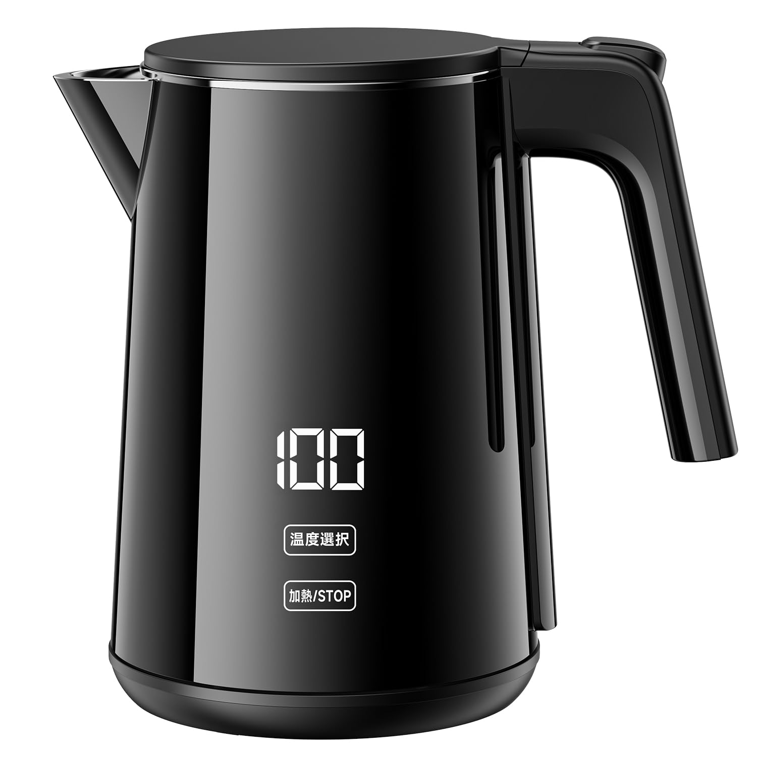 SSYFEI 電気ケトル 1.0L【1000W急速沸騰・デジタル温度表示】7段階温度調節 4時間保温 触れても熱くない二重構造 304ステンレス製 メモリー機能 空焚き防止 小型 お手入れ簡単 コーヒー・お茶・ミルクに最適 電気ポット ブラック商品画像