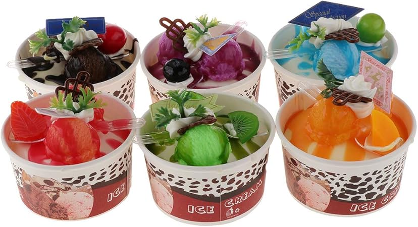 Amazon ディスプレイ 模型 食品サンプル アイスクリーム 模型 デザート おままごと 保育所 児童館用品6個 食べ物 おもちゃ