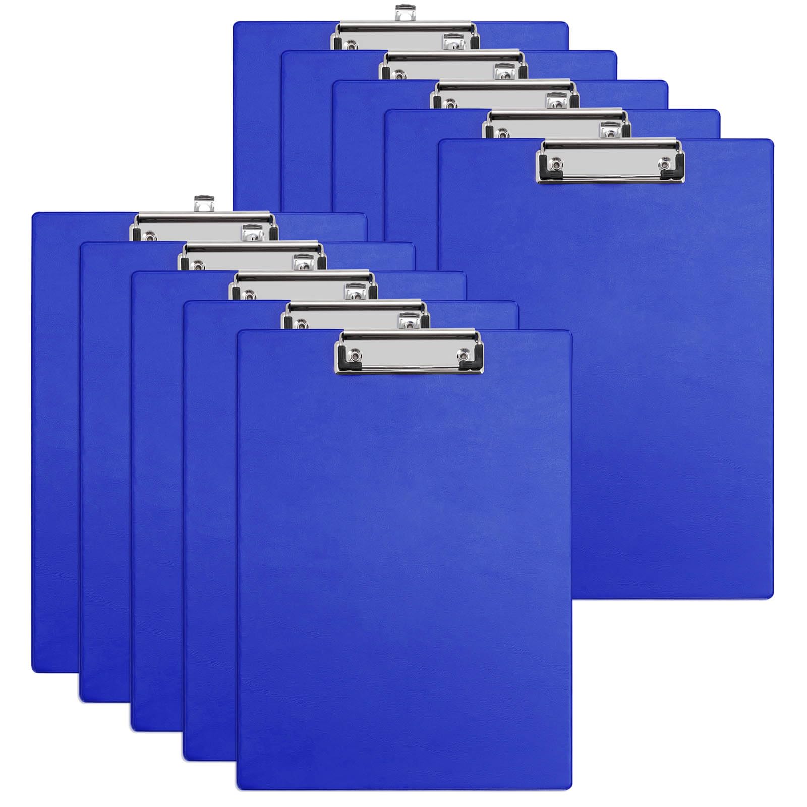 Srvnpioy Clipboard A4, 10 Pack, Blue, Clip Board with Low Profile Clip, Made of PVC and Cardboard, A4 Memo Paper Writing Pad Board for Office, Hospital, Restaurant, Warehouse