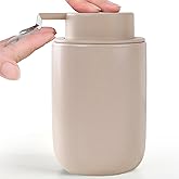 BosilunLife Lotion Pump Dispenser - Matte Khaki Soap Dispenser Bathroom Ceramic Dish Liquid Soap Dispenser for Kitchen, Bathroom Countertop Soap Dispensers (Khaki, Liquid Pump)