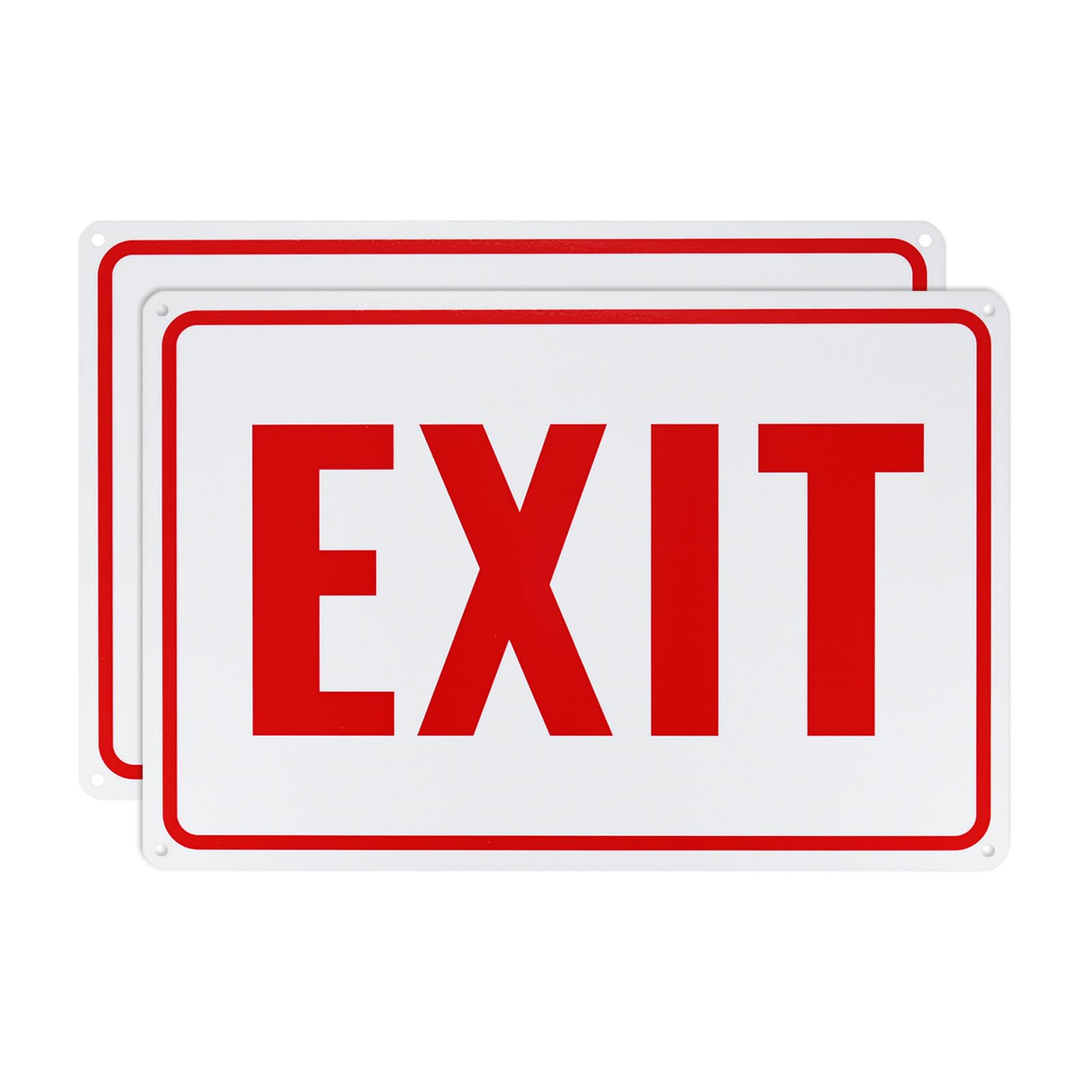 M METERXITY 2-Pack Exit Sign 12x8 Inch Aluminum Reflective Enter Here Signs Rust Free Waterproof Exit Signs for Business/Door[Red Letters On White Background]