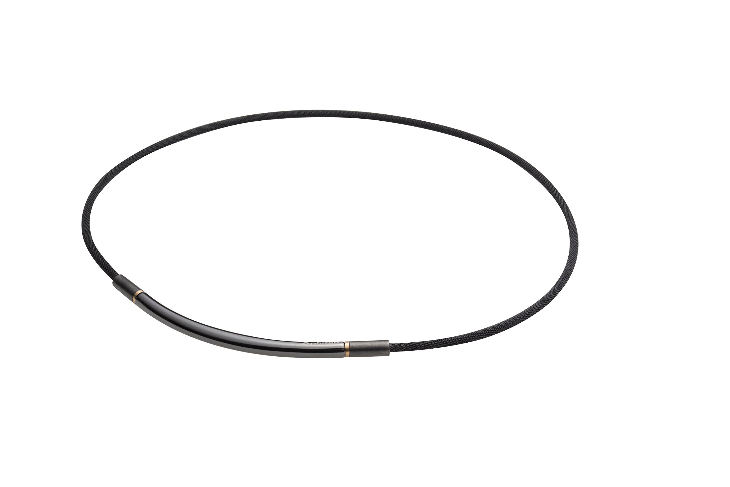 Phiten Necklace RAKUWA Neck Metax Round Stiff Shoulder 15.7 inch 40 cm (Black/Gold 50cm)