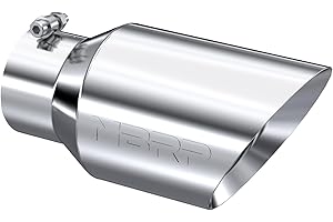 MBRP 4 Inch Inlet Exhaust Tip, 6" Outlet 12" Overall Length, Dual Wall and Angle Cut Polished Finished Stainless Steel Univer
