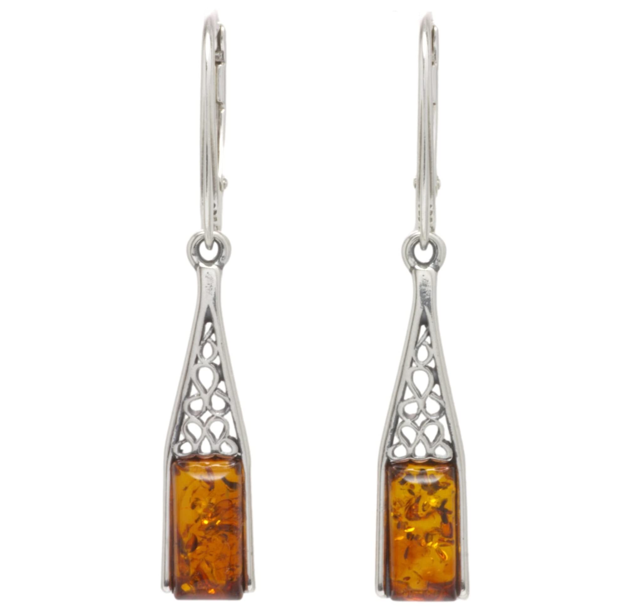 BALTIC AMBER STERLING SILVER 925 Earrings Droop Dangle NATURAL Gemstone Amber Cognac Jewellery For Woman Earrings Sterling Silver