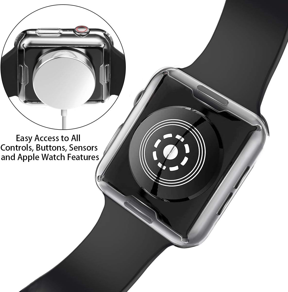 [2-Pack] Julk Case for Apple Watch Series 6 / SE/Series 5 / Series 4 Screen Protector 40mm, Overall Protective Case TPU HD Clear Ultra-Thin Cover (2 Transparent)