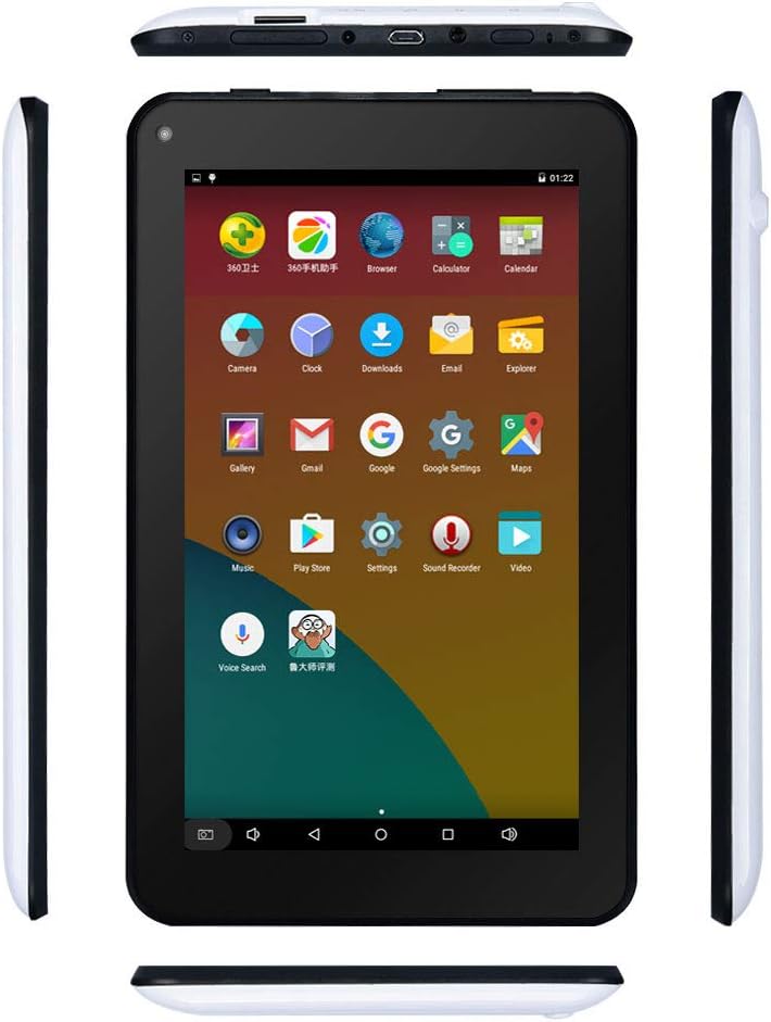 Haehne 7 inch Tablet, Android 6.0, Quad Core Processor, 1G RAM 16GB Storage, Full HD Display, Dual Camera, FM, WiFi Only, Bluetooth, White