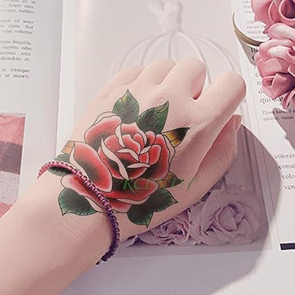 Tzxdbh 3pcs étanche Autocollant De Tatouage Temporaire Rose