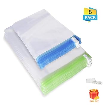 Charminer Reise Vakuumbeutel für Kleidung zum Rollen per Hand, 8 Stk Kompressionsbeutel, Vakuum Aufbewahrungsbeutel, Kleiderb