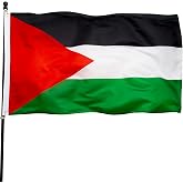 DANF Palestine Flag 3x5 Ft Thick Polyester | Fade Resistant, Brass Grommets, Canvas Header Palestinian Banners with 3 X 5 Feet