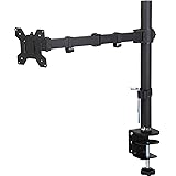 WALI Single LCD Monitor Desk Mount Stand Fully Adjustable Fits One Screen up to 27", Full Motion, Tilt, Swivel, Rotate, 22 lbs Capacity, C-Clamp Base and Optional Grommet Base (WL-M001)