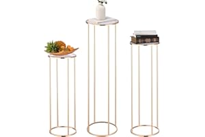 ANABIUP 3pcs Gold Metal Cylinder Pedestal Stand, Round Display for Wedding & Party Decor, Cake Plant Vase Stand, Birthday Backdrop Column