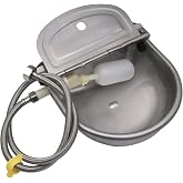 304 Stainless Steel Automatic Livestock Waterer with Float Valve and 39 inch Water Hose(one end 3/4''), Automatic Animal Water Bowl for Dogs,Horse,Calf,Chicken,Goat, Livestock Horse Waterer Dispenser
