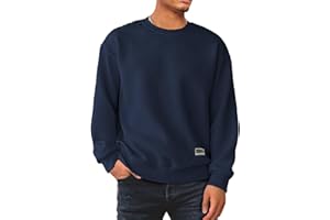 Dokotoo Men Men's Crewneck Sweatshirts Soild Color Geometric Texture Long Sleeve Casual Pullover Shirt