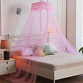 VISATOR Mosquito Net Bed Canopy for Girls,King Canopy Bed Curtains Queen Size from Ceiling,Dome Mosquito Netting Bed Tent Twin Girls Canopy Bed Decor for Baby Crib,Kid Bed and Adult Beds (Pink Dome)