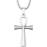 HAQUIL Ankh Necklace, Stainless Steel Egyptian Symbol of Life Ankh Cross Pendant, Egyptian Jewelry Gift for Men and Women