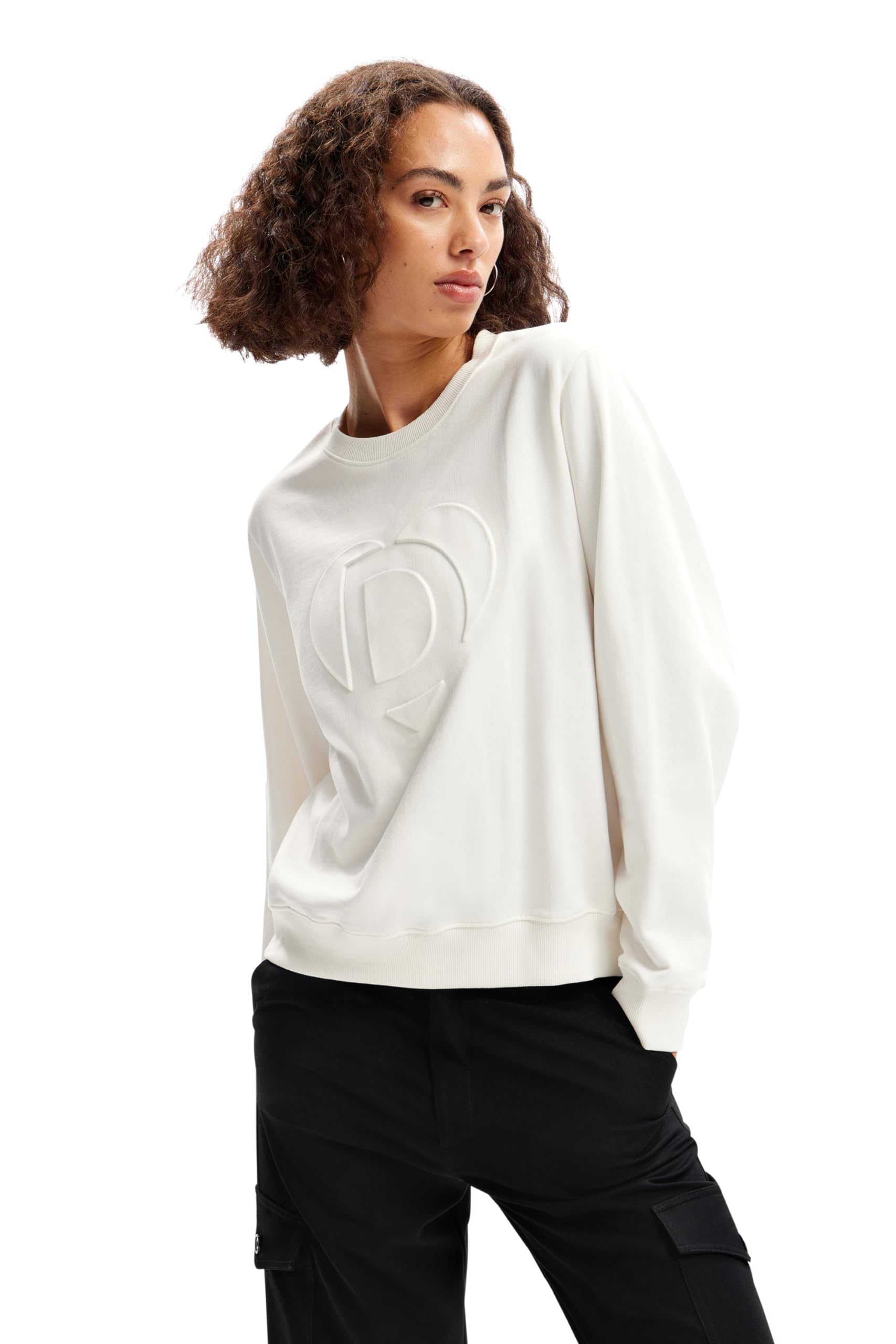 Desigual Women’s Embossed Imagotype Sweatshirt White