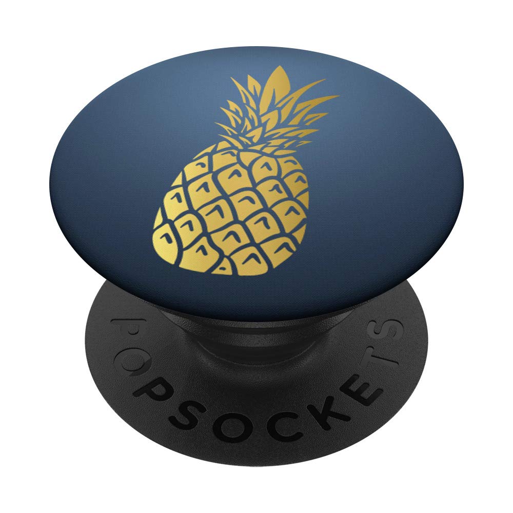Golden Pineapple On Navy Blue PopSockets Swappable PopGrip