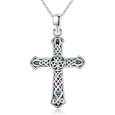 TANGPOET Celtic Cross Necklace for Women 925 Sterling Silver Irish Cross Pendant Necklace Faith Jewelry Gifts for Birthday Christmas Valentines Mothers Day with 18"+2" Chain