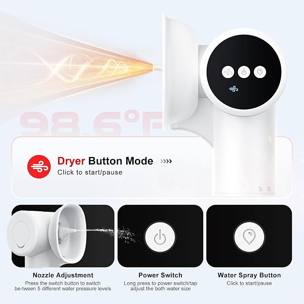 UPGRADED EAR WAX REMOVAL WITH MILD DRYING, SAFE EAR CLEANER FOR EAR WAX BUILDUP FLUSHING AND CLEANING WITH DUAL-COMPARTMENT DESIGN, EAR WAX CLEANER KIT 5 PRESSURE SETTINGS & USB-C CABLE, IPX7