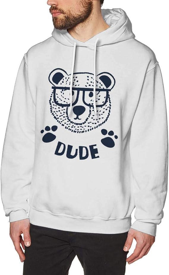 Men's Cute Teddy Bear with Glasses Hoodies Sweatshirt Pullover Sweater