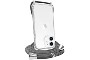 FOQENCCI Crossbody Phone Case for iPhone 12 iPhone 12 Pro Clear Case with Gray Adjustable Lanyard Strap,Anti-Yellowing Soft TPU Hard PC Non-Slip Shockproof Protective Bumper Cover 6.1 inch