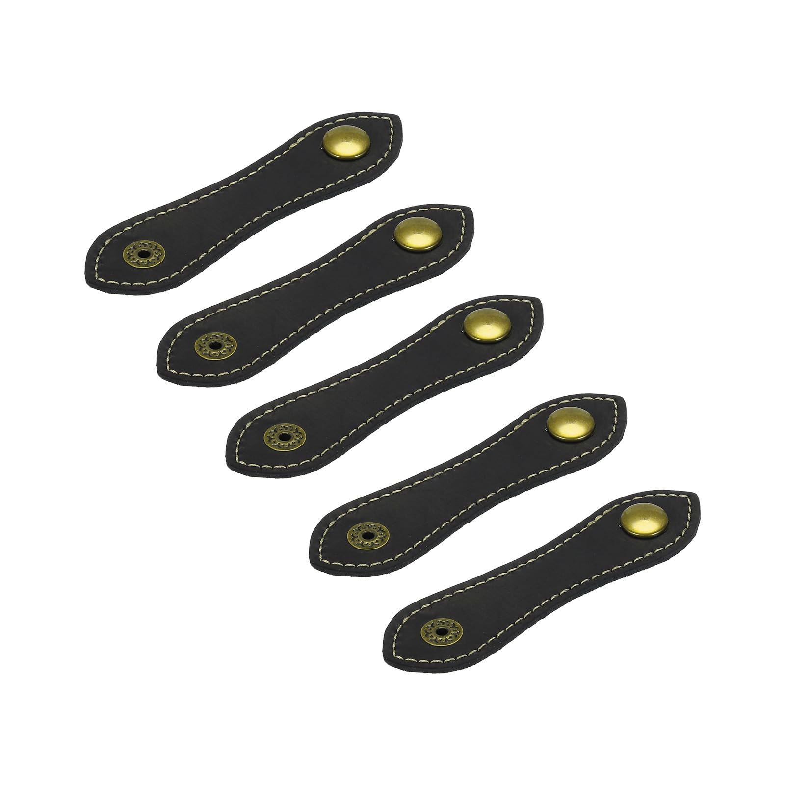 Photo 1 of MECCANIXITY 5Pcs Leather Cable Straps Cord Organizer 100x20mm Cable Ties Portable Cable Management for USB Cable, Headphone Wire, Black