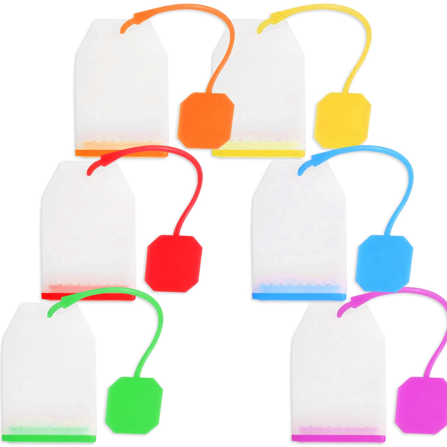Luckious 6PCS Silicone Tea Infuser - Elevate Your Tea Experience with Reusable, Safe, and Stylish Loose Leaf Tea Bags (Red, Yellow, Orange, Blue, Green, Purple)