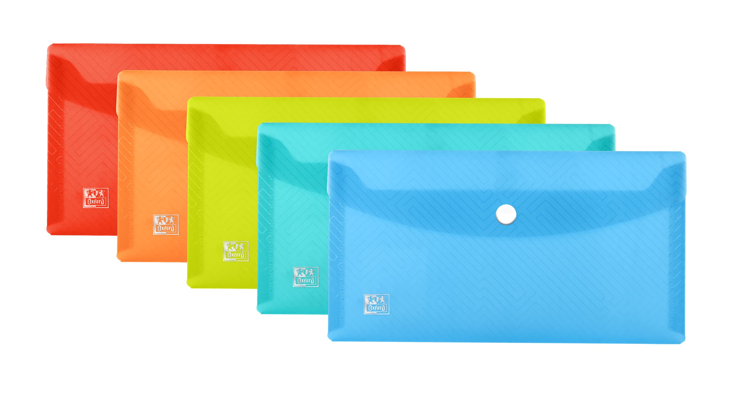 Oxford Document Wallets DIN Long Plastic 5 Colours Pack of 5