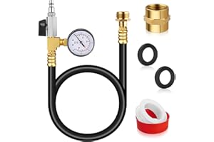 BOLTIGEN RV Winterizing Kit, 59'' Winterize Blowout Adapter with integrated Pressure Gauge, Sprinkler Winterization Kit, RV Winterize Hose with 1/4" Quick Connect Plug, for RV, Camper, Boat, Travel Trailer
