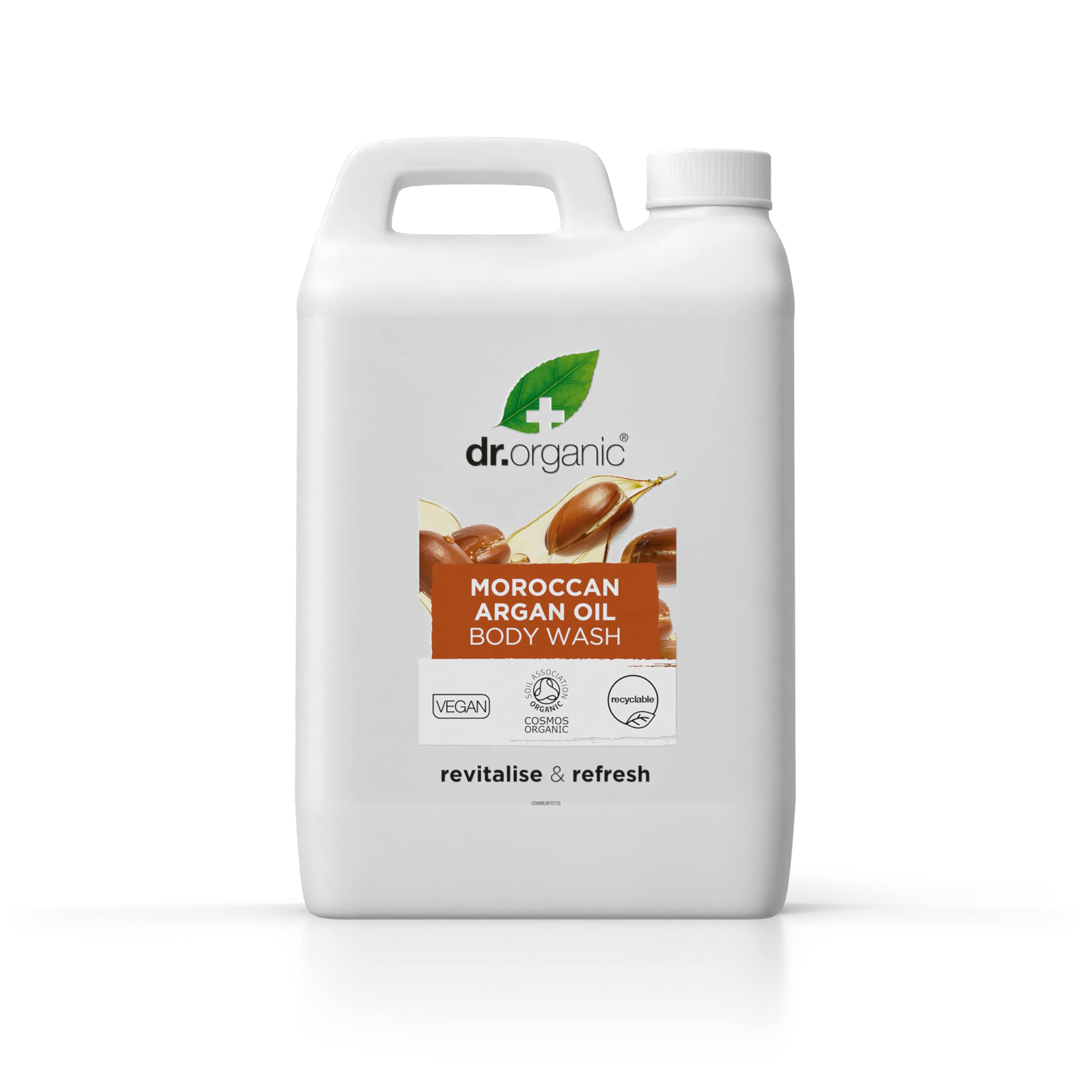 Dr Organic Moroccan Argan Oil Body Wash, 5L Refill with Free Pump, Revitalising, Natural, Vegetarian, Cruelty-Free, Paraben & SLS-Free, Recyclable & Recycled Packaging, Certified Organic