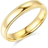 14k White or Yellow Gold 4mm Plain Milgrain Wedding Band