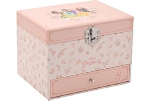 Widdop and Co Disney Princess Musical Jewellery Box, Pastel Pink, 15.5 x 11.5 x 11.5 cm, with Mirror, Pull-out Drawer, Castle