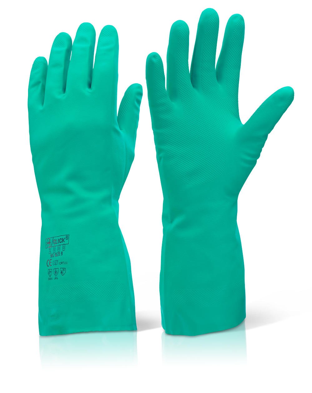NITRILE GAUNTLET FLOCKED LINED GREEN M