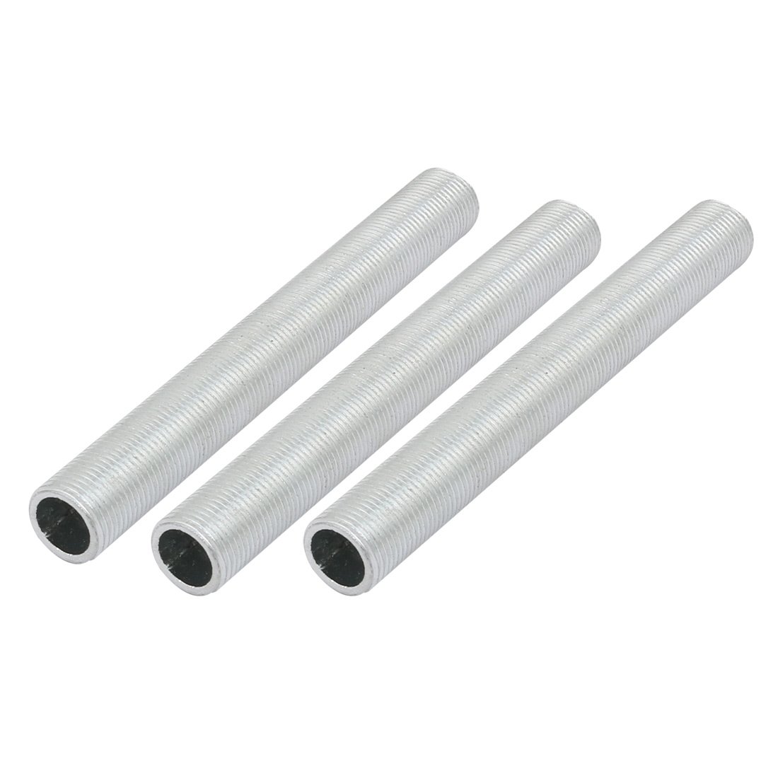 Sourcingmap Lamp Pipe Nipple, M12 Thread 100mm Length Hollow Lamps Repair Part Hardware for Lamp Lights, Zinc Alloy Silver Tone, Pack of 3