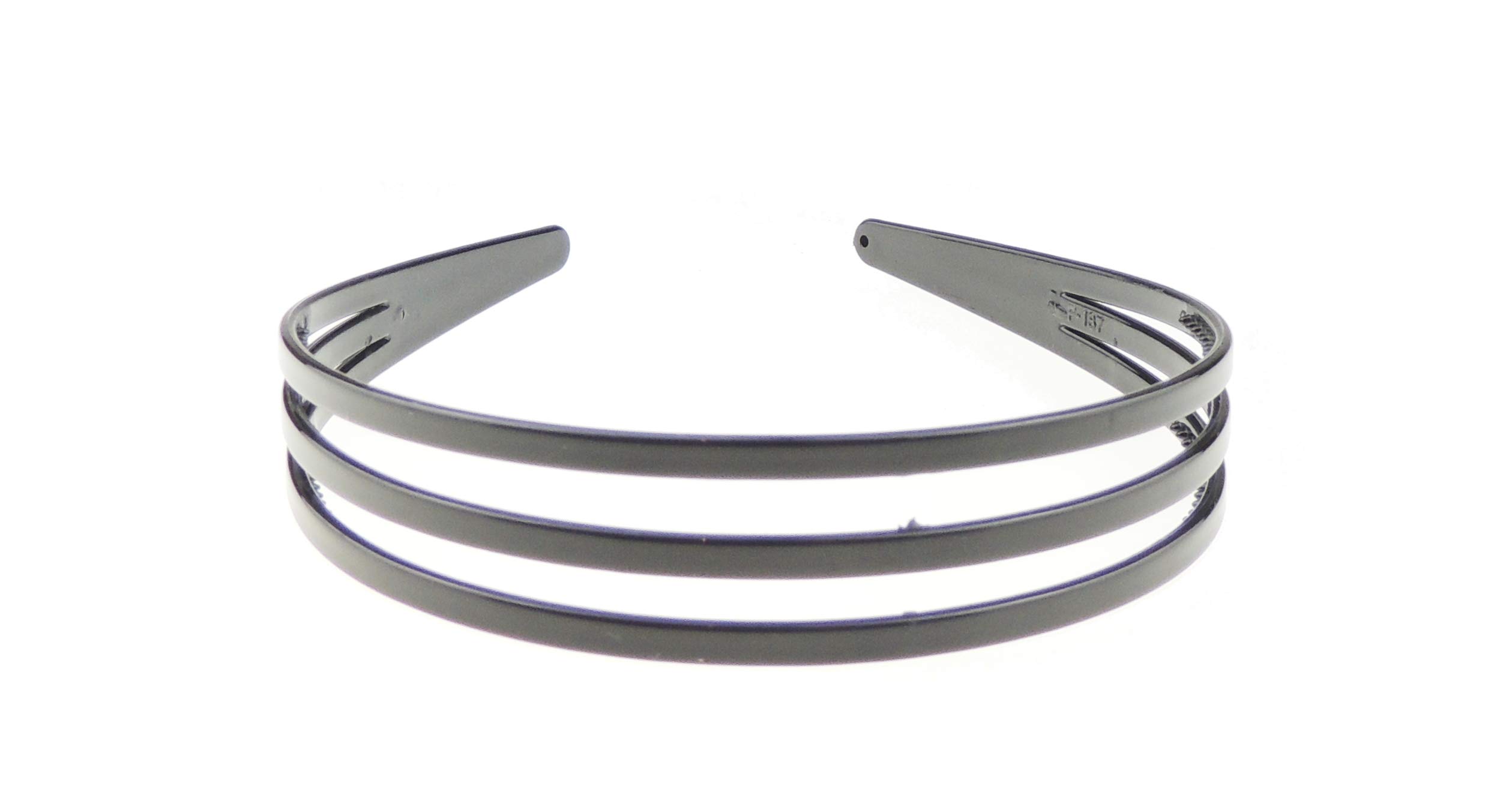 GIRLS SMALL HEAD WOMENS School Uniform Work Gym Yoga Birthday Party Hair Accessories Plain Plastic Wide Stencil Short Long Hair Headband Alice Band Hairband Black Three Triple Row Stripes Lines Black