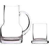 Lily's Home 16 oz Glass Water Carafe for Bedroom or Kitchen - Carafe with Cup Lid & Handle, Perfect for Bedside or Desktop Use, Modern Design