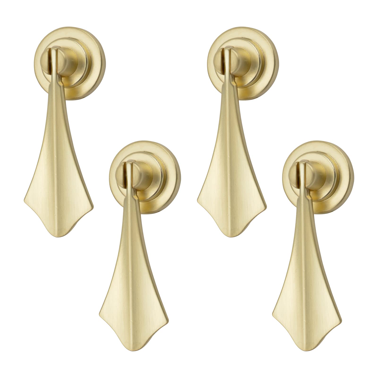 MOROBOR Teardrop Cabinet Pulls,4pcsSolid Brushed Pendant Handles Knob Zinc Alloy Handles Knobs with Mounting Screw for Cabinets Drawer Door Furniture Decorative(Streamlined Leaf Shape) — image 1