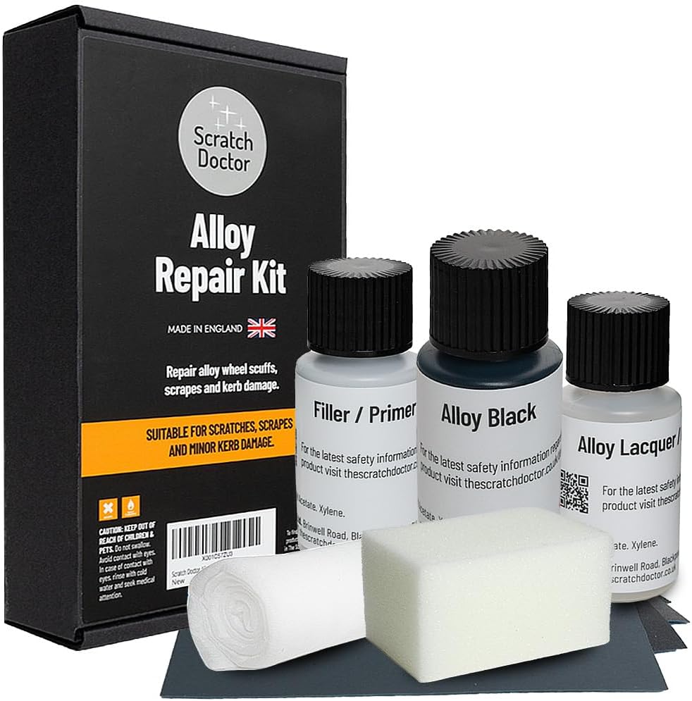 The Scratch Doctor Alloy Repair Kit for Wheel Rims Complete Kit Black