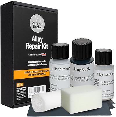 The Scratch Doctor Alloy Repair Kit for Wheel Rims Complete Kit Black
