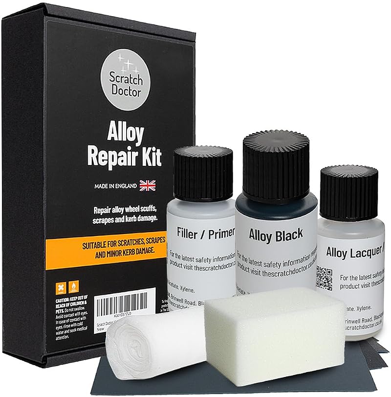 The Scratch Doctor Alloy Repair Kit for Wheel Rims Complete Kit Black