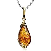 Ian and Valeri Co. Amber Sterling Silver Drop Pendant Necklace 18 Inches